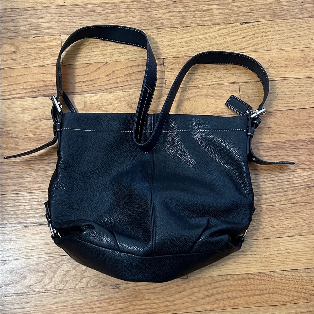 Vintage Coach SoHo shoulder bag in black pebbled leather